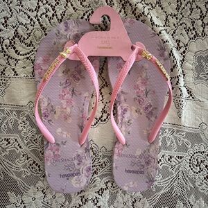 love shack fancy x havaianas purple flip flops size us womens 11/12